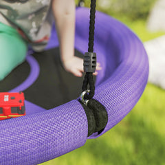 AIYAPLAY 100cm Diameter Nest Swing Seat for Kids with Height Adjustable Hanging Ropes for Outdoor, Playground, Garden, Purple