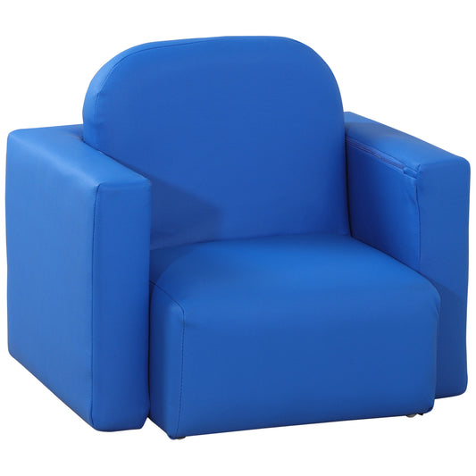 HOMCOM 2 In 1 Toddler Sofa Chair, 48 x 44 x 41 cm, for Game Relax Playroom, Blue