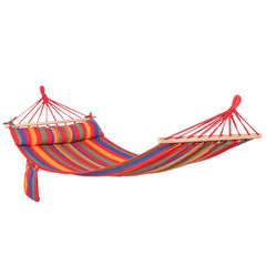 Outsunny Cotton Hammock Soft Portable Swing Sleeping w/ Headrest & Side Pocket Deluxe Swing Chair for Beach, Yard, Bedroom, Patio, Porch, Indoor, Outdoor√Ø¬º≈í270 x 80 cm