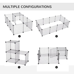 PawHut DIY Pet Playpen Metal Wire Fence 12 Panel Enclosure Indoor Outdoor Guinea Pig Bunny Small Animals Cage Black