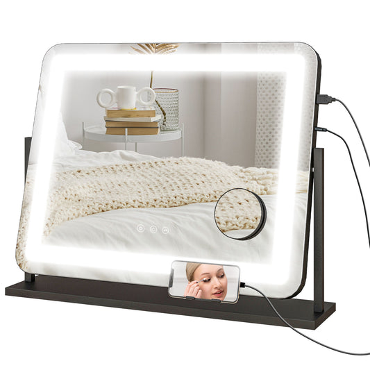 HOMCOM LED Light Tabletop Makeup Mirror, with Adjustable Settings