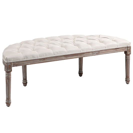 HOMCOM Half Circle Padded Bed End Bench - Cream White