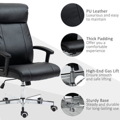 Vinsetto Massage Office Chair, PU Desk Chair with 6 Point Massage, High Back Computer Chair with Metal Legs, Thick Seat, Remote Control and Adjustable Height, Black