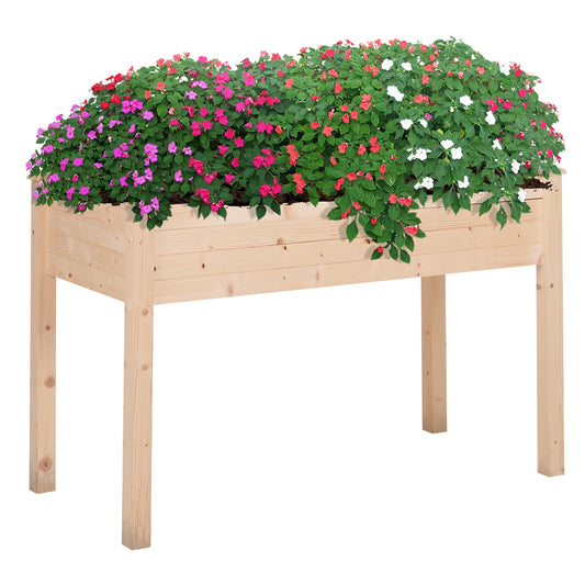 Outsunny Garden Wooden Planters√Ø¬º≈í Non-Woven Fabric, Rectangular Raised Bed,Fir Wood√Ø¬º≈íIndoor/Outdoor, 122.5Lx56.5Wx76H cm