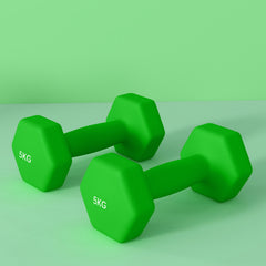 SPORTNOW 2 x 5kg Hexagonal Dumbbells Weights Set with Non-Slip Grip for Home Gym Workout, Green