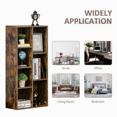 HOMCOM Seven-Cube Bookcase - Rustic Brown Wood Effect