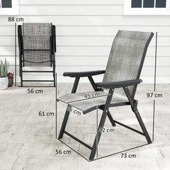 Outsunny Set of Two Folding Outdoor Chairs - Black/Grey