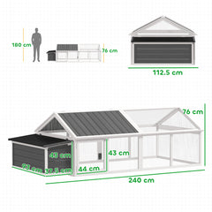 PawHut Wooden Chicken Coop with Nesting Box, Openable Roof, for 4-8 Chickens, White