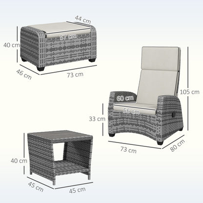 Outsunny 5-Piece Rattan Garden Furniture Set with Cushions - Grey