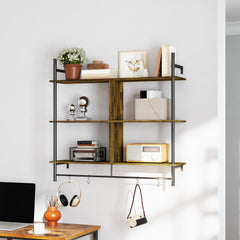 HOMCOM Three-Tier Floating Shelf - Brown/Black