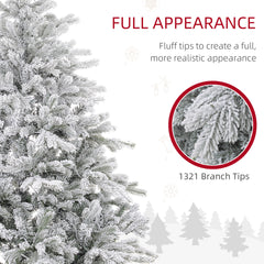 HOMCOM 6ft Bushy Snow-Flocked Artificial Christmas Tree, with LED Lights