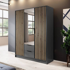 Nelly Hinged Door Wardrobe 155cm [Mirror]