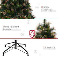 HOMCOM 1.5m 5ft Pre-Lit Christmas Tree Artificial Spruce Xmas Tree Warm White LED Holiday D√É¬©cor with Metal Stand