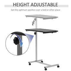 HOMCOM Height Adjustable Over Bed Table with Wheels, C Shaped Laptop Desk, Portable Hospital Bed Table for Living Room, Bedroom, Black