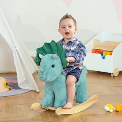 HOMCOM Plush Ride-On Rocking Dinosaur, with Sound - Green