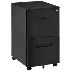 Vinsetto Mobile Steel File Cabinet, 2-Drawer Filing Cabinet, Vertical Lockable Home Office Organizer with Adjustable Partition for A4 Letter Size, Black