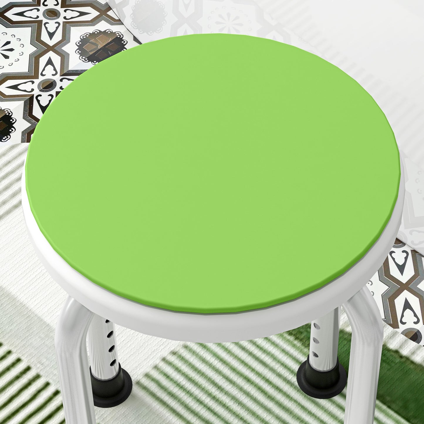 HOMCOM 360√Ç¬∞ Swivel Shower Chair, Height Adjustable Aluminium Shower Stool with Non-Slip Feet for Disabled, Elderly, Green