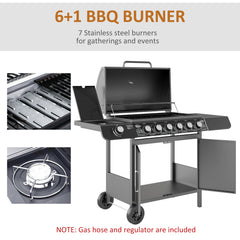 Outsunny Seven-Burner Gas BBQ Grill - Grey