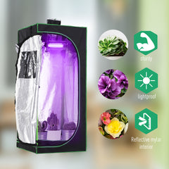 Outsunny Grow Tent Reflective Mylar Hydroponic with Adjustable Vents and Floor Tray for Indoor Plant Growing, 60 x 60 x 140 cm (24.5" x 24.5" x 55")