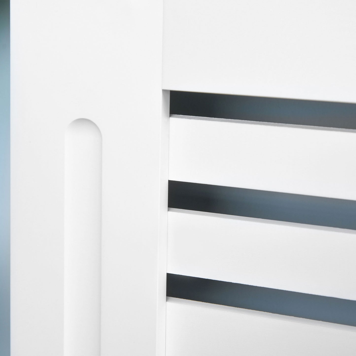 HOMCOM Radiator Cover, Modern MDF White Painted Cabinet with Horizontal Slats for Living Room, Bedroom, 172L x 19W x 81H cm