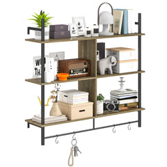 HOMCOM Three-Tier Floating Shelf - Grey Wood Effect