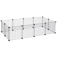 PawHut DIY Pet Playpen Metal Wire Fence 12 Panel Enclosure Indoor Outdoor Guinea Pig Bunny Small Animals Cage Black