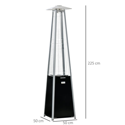 Outsunny 11.2KW Outdoor Patio Gas Heater Freestanding Pyramid Propane Heater Garden Tower Heater with Wheels, Dust Cover, Regulator and Hose, Black, 50 x 50 x 225cm