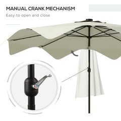 Outsunny Solar Patio Umbrella with LED and Tilt, Outdoor Market Table Umbrella Parasol with Crank, 3 x 3 (m), Cream White