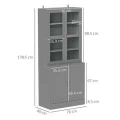 HOMCOM Double Storage Display Cabinet - Grey