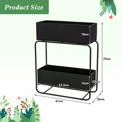 2-Tier Metal Raised Garden Bed for Vegetables Herbs Flowers-Black