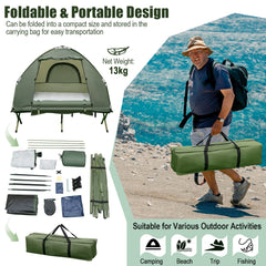 1/2 Person Foldable Camping Tent with Air Mattress Sleeping Bag-1 Person