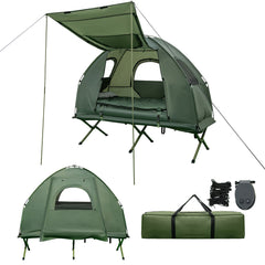 1/2 Person Foldable Camping Tent with Air Mattress Sleeping Bag-1 Person