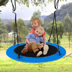 100cm Round Hanging Tree Swing Seat with LED Light-Blue