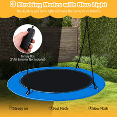 100cm Round Hanging Tree Swing Seat with LED Light-Blue