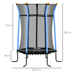 HOMCOM Kids Trampoline Mini Bouncer with Enclosure Safety Net For Ages 3-10 Years - Blue