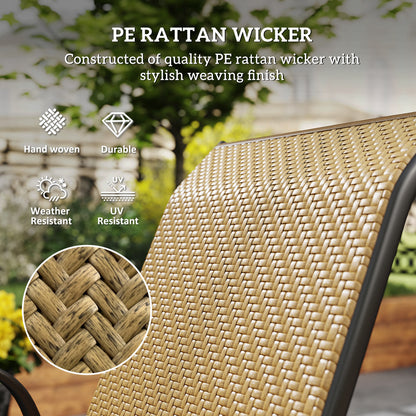 Outsunny Four-Piece Stacking Rattan Garden Seat Set - Khaki
