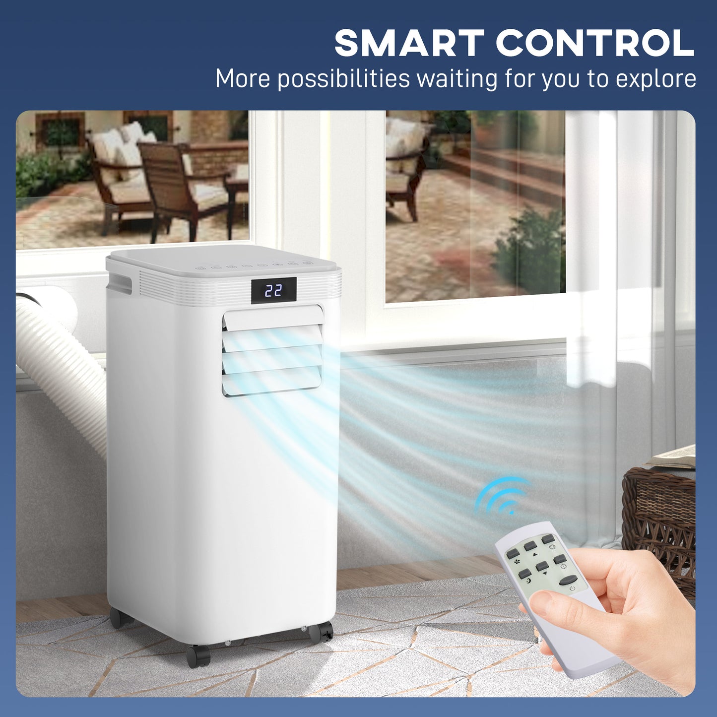 HOMCOM 8000 BTU Air Conditioning Unit, 3-in-1 Portable Air Conditioner, Dehumidifier, Cooling Fan with Remote Control, Digital Display, 2 Speeds, 24H Timer, Window Venting Kit, 18m√Ç¬≤