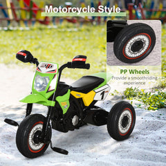 HOMCOM Toddler Pedal Motorcycle Kids Ride On Tricycle Early Learning w/ Music Lights Handlebar Stickers Exercise Boys Girls Gift for Kids 18 - 36 Months Green