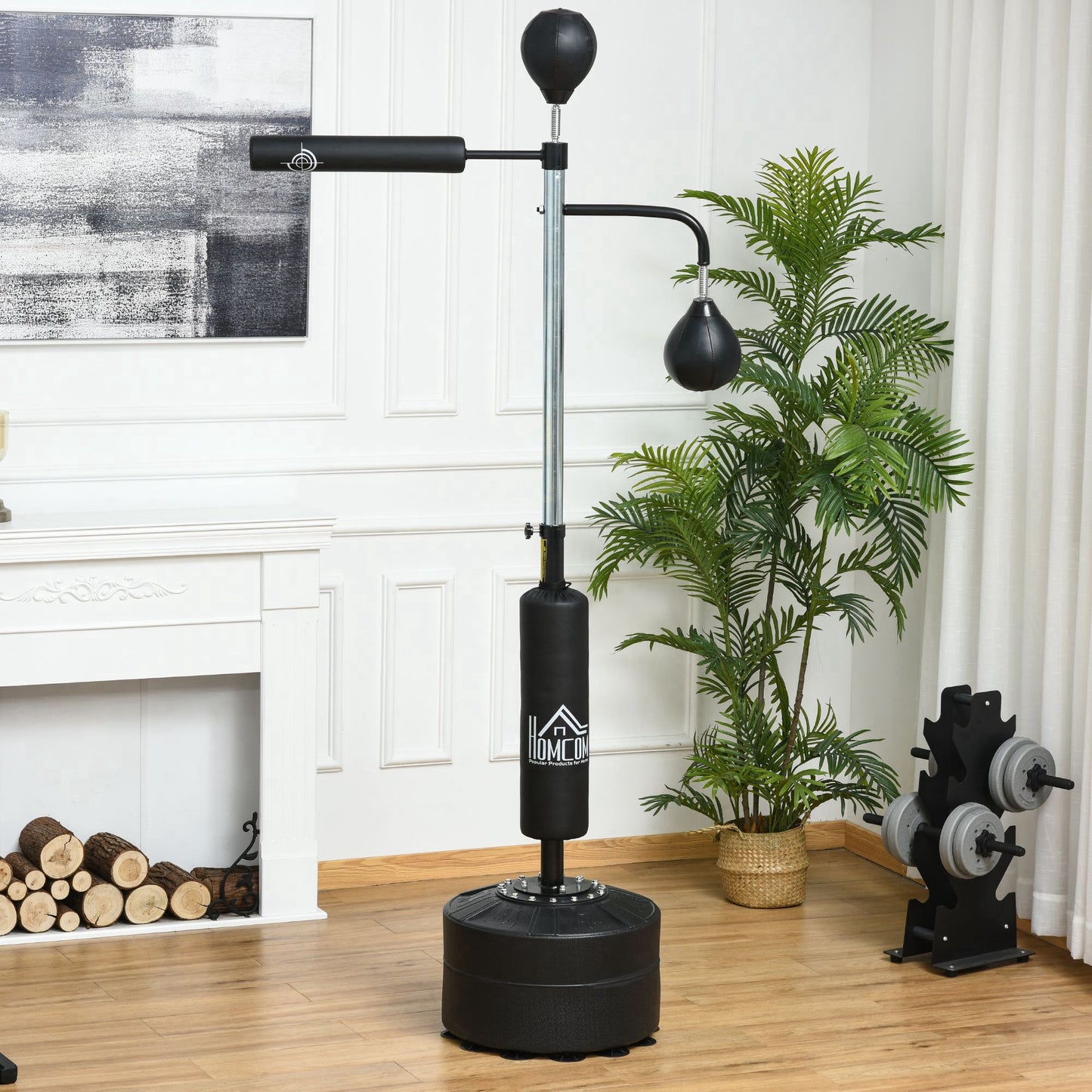 HOMCOM 4-in-1 Boxing Punching Bag, Freestanding with 2 Speed Bals, 360√Ç¬∞ Reflex Bar, 160-230cm Adjustable Height, Black
