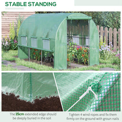 Outsunny Walk-in Polytunnel Greenhouse Green House with Roll-up Sidewalls, UV-resistant PE Cover, 3 x 2 x 2m, Green