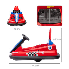 HOMCOM 6V Electric Kids Bumper Car, 6V Spin Waltz Car, with Music, Horn, Lights - Red