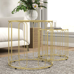 HOMCOM Elliptical Cut-Out Nesting Tables - Gold-Tone