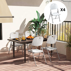 Outsunny Set of Four Foldable Outdoor Chairs - White