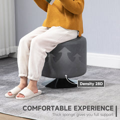 HOMCOM 360√Ç¬∞ Swivel Foot Stool Round PU Ottoman with Thick Sponge Padding and Solid Steel Base, Grey