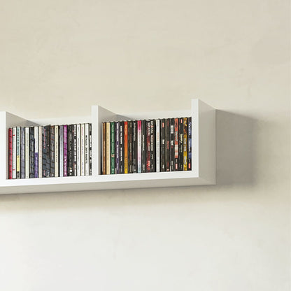 HOMCOM Wall Mount 84 CD / 56 DVD/Blu-ray/ Media Storage Rack 4 Cubes Wooden Shelf Organizer Unit Bookcase Display (White)