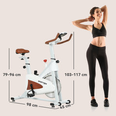 SPORTNOW Indoor Exercise Bike, Quiet Stationary Bike, Stylish Cycling Machine with Adjustable Seat and Resistance, LCD Monitor, Tablet Holder, for Home Gym Cardio Workout, White