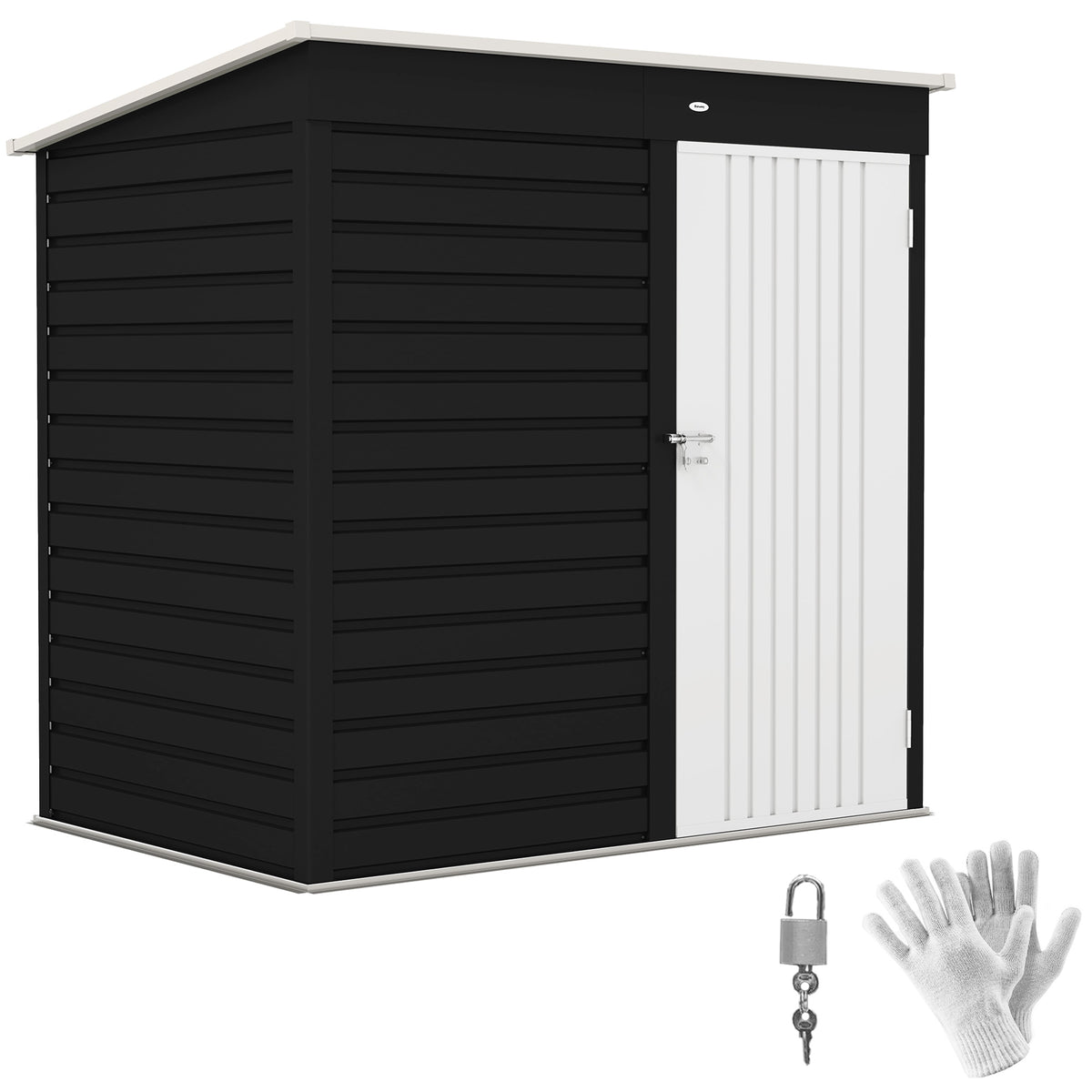 Outsunny 6 x 4ft Metal Garden Storage Shed, Outdoor Tool Storage Shed with Lockable Door and Gloves for Garden, Patio, Dark Grey