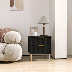 HOMCOM Elegant Two-Drawer Bedside Table - Black