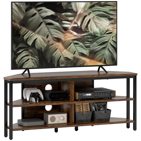 HOMCOM Industrial-Style Corner TV Unit - Black/Brown