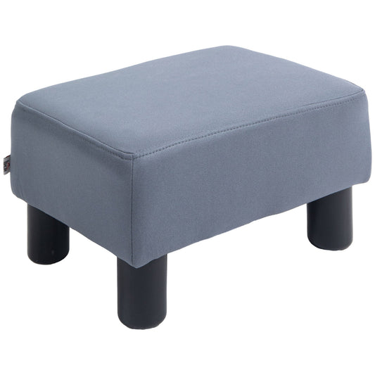 HOMCOM Microfiber Cloth Footstool, Small Foot Rest, Rectangle Sofa Stool for Bedroom Living Room, Grey